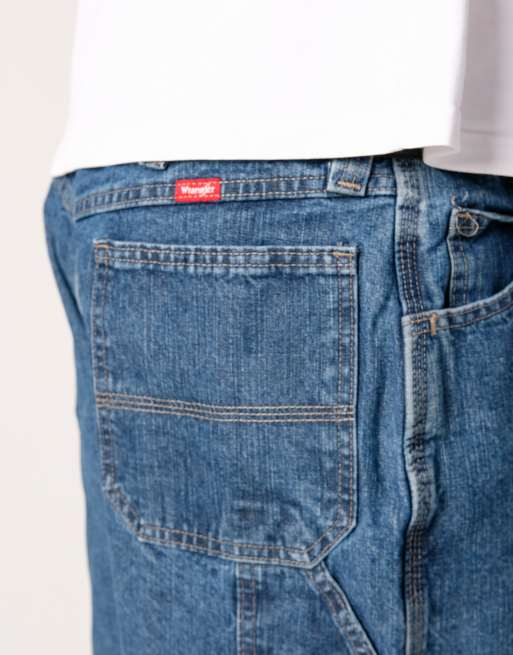 Vintage Wrangler 38x20 Denim Carpenter Baggy Jorts Shorts Blue, 4 of 4