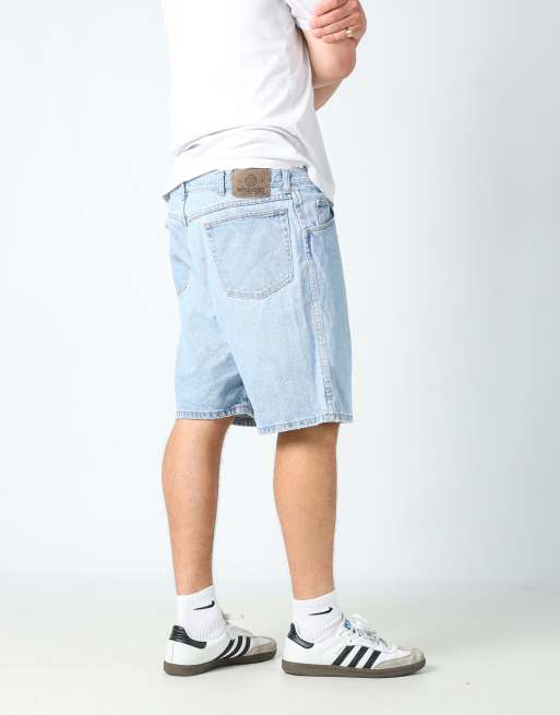 Vintage Wrangler 38x20 denim jorts shorts in light blue