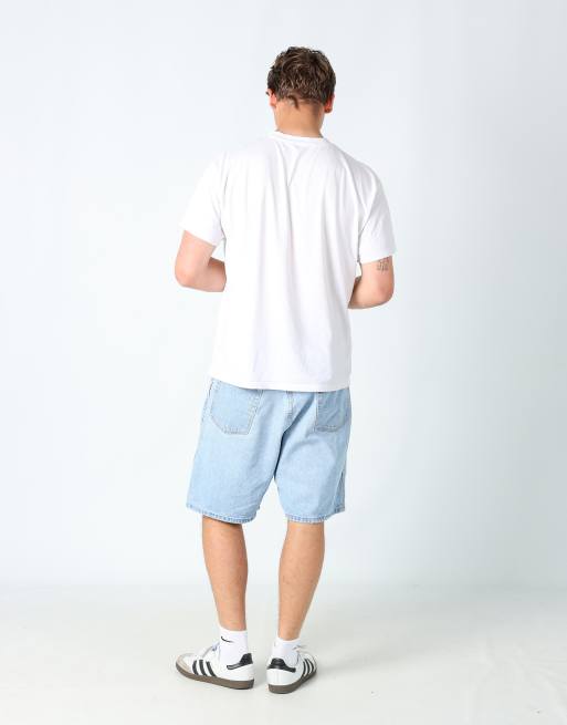 Vintage Wrangler 38x20 denim jorts shorts in light blue, 3 of 4