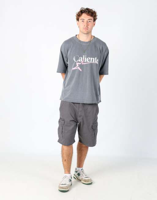 Vintage Wrangler 38x21 canvas cargo shorts in charcoal grey