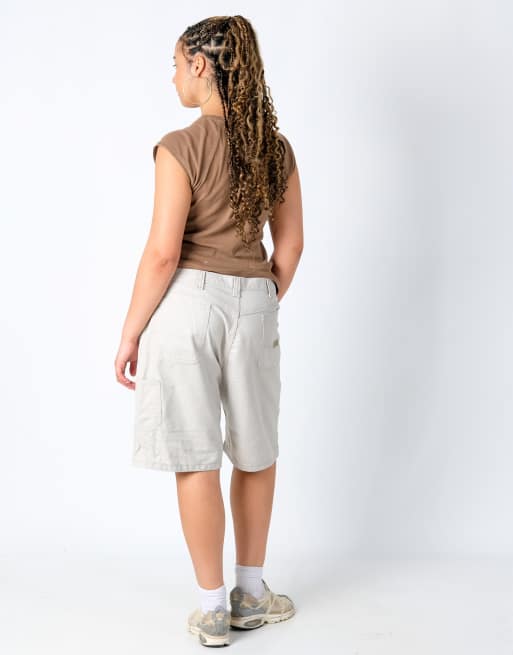Vintage Wrangler 38x21 Denim Carpenter Baggy Jorts Shorts Beige