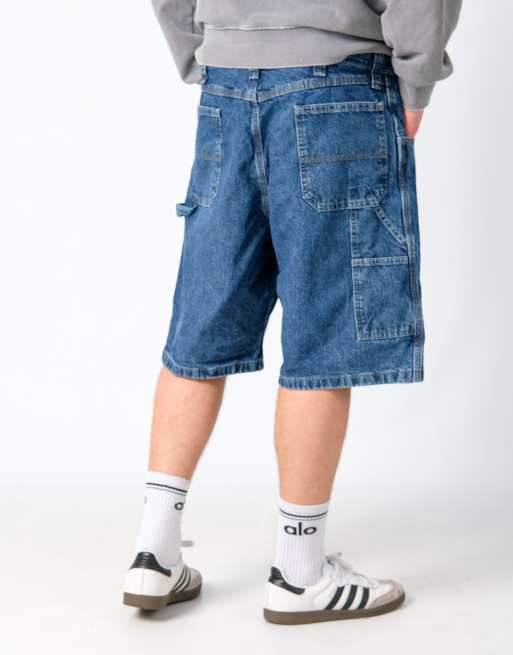 Vintage Wrangler 38x21 Denim Carpenter Baggy Jorts Shorts Blue, 3 of 4