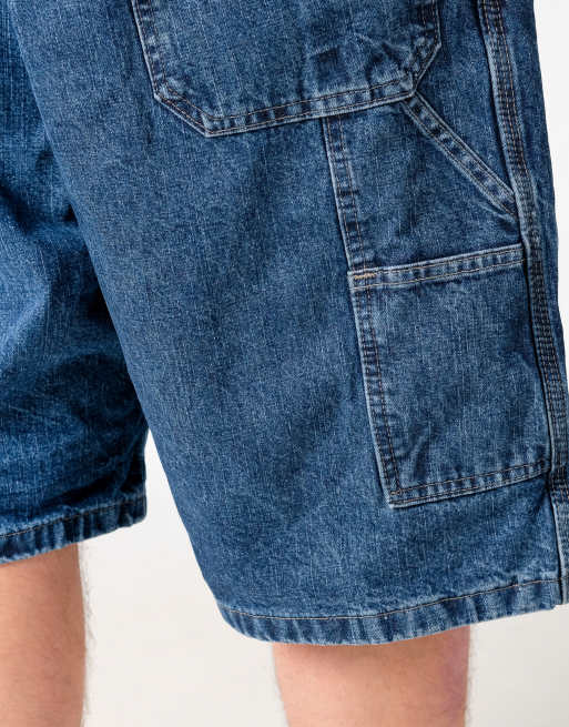 Vintage Wrangler 38x21 Denim Carpenter Baggy Jorts Shorts Blue, 4 of 4