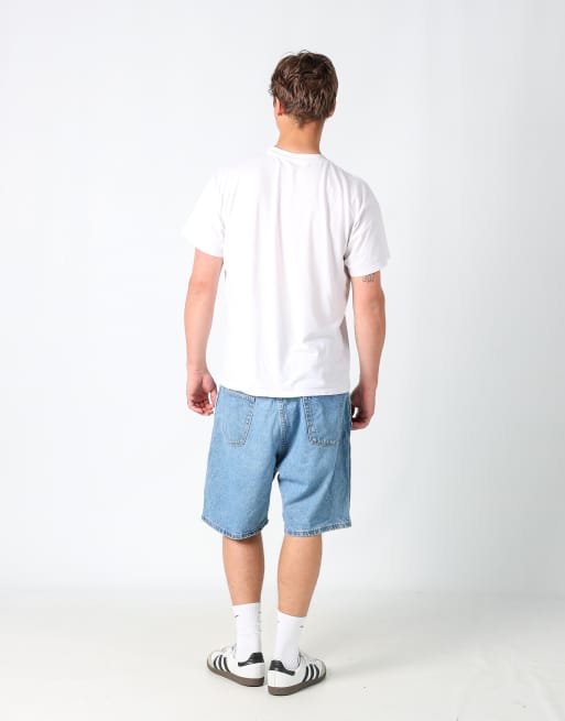 Vintage Wrangler 38x21 denim jorts shorts in light blue, 3 of 4