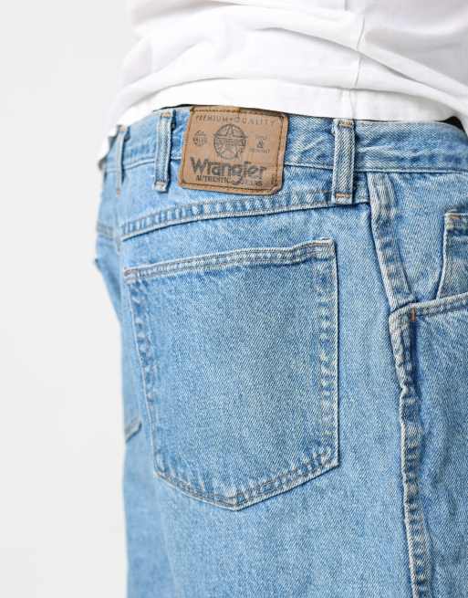 Vintage Wrangler 38x21 denim jorts shorts in light blue, 4 of 4