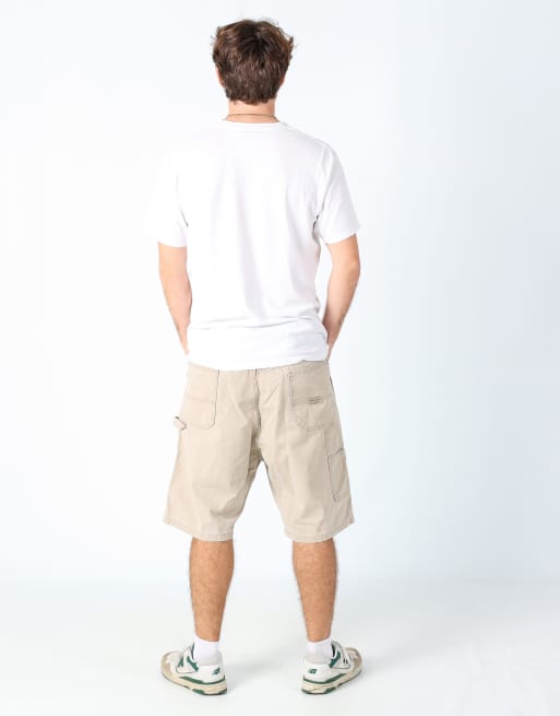 Vintage Wrangler 38x22 canvas carpenter baggy shorts in cream, 3 of 4