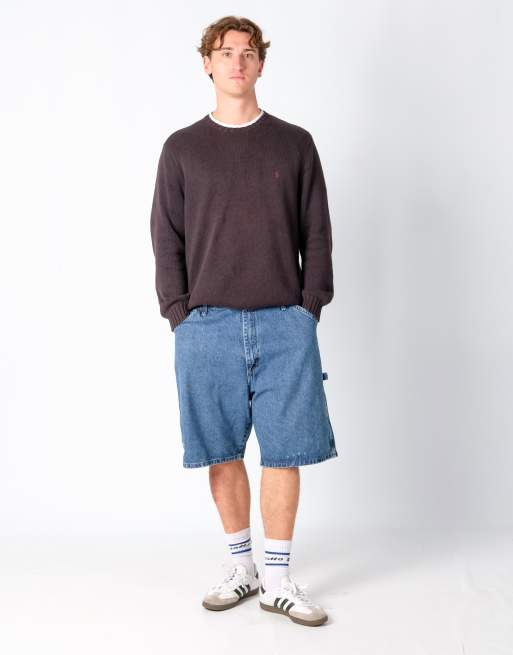 Vintage Wrangler 38x22 Denim Carpenter Baggy Jorts Shorts Blue