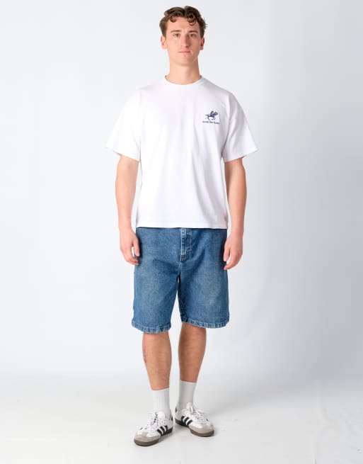 Vintage Wrangler 38x22 Denim Carpenter Baggy Jorts Shorts Blue