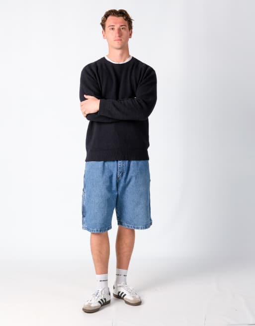 Vintage Wrangler 38x22 Denim Carpenter Baggy Jorts Shorts Blue