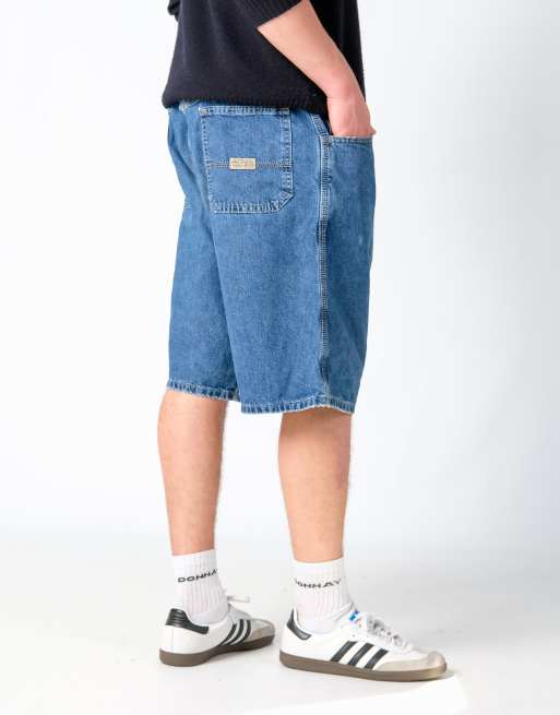 Vintage Wrangler 38x22 Denim Carpenter Baggy Jorts Shorts Blue, 3 of 4