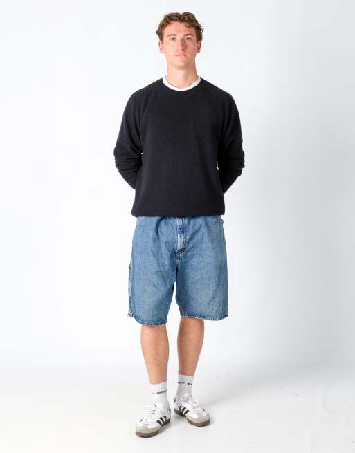 Vintage Wrangler 38x22 Denim Carpenter Baggy Jorts Shorts Blue