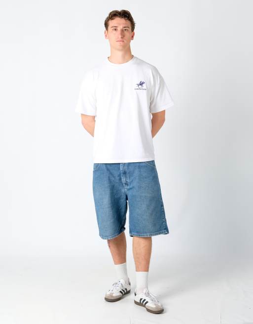 Vintage Wrangler 38x22 Denim Jorts Shorts Light Blue