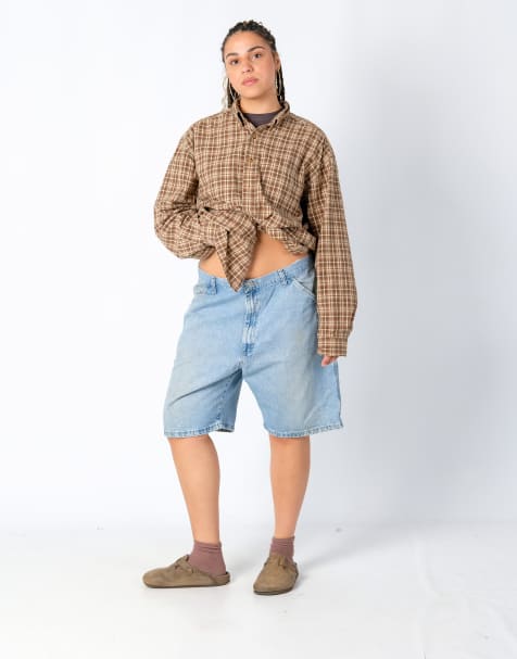 Vintage Wrangler 38x22 Denim Jorts Shorts Light Blue - view 1