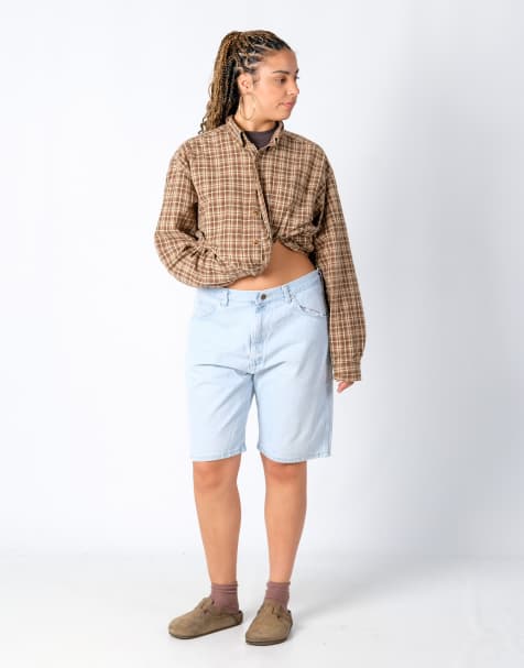 Vintage Wrangler 38x22 Denim Jorts Shorts Light Blue - view 1