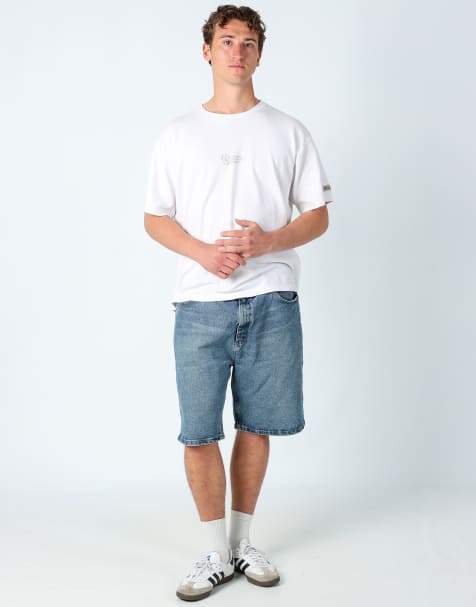 Vintage Wrangler 38x22 denim jorts shorts light blue - view 1