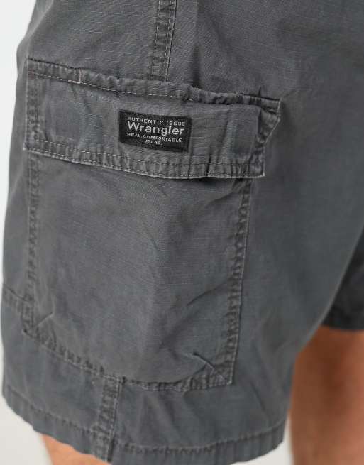 Vintage Wrangler 38x23 canvas cargo shorts in charcoal grey, 4 of 4