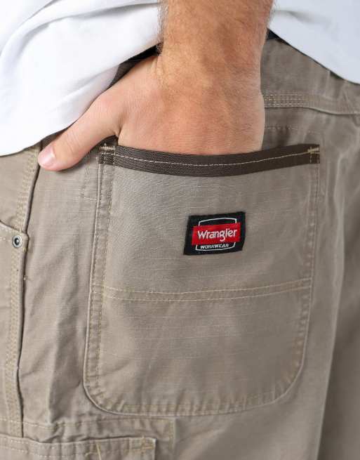 Vintage Wrangler 38x23 canvas carpenter baggy shorts in bronze, 4 of 4