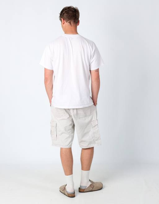 Vintage Wrangler 38x23 canvas carpenter baggy shorts in cream, 3 of 4