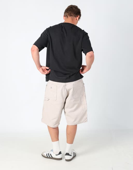 Vintage Wrangler 38x23 canvas carpenter baggy shorts in cream, 3 of 4
