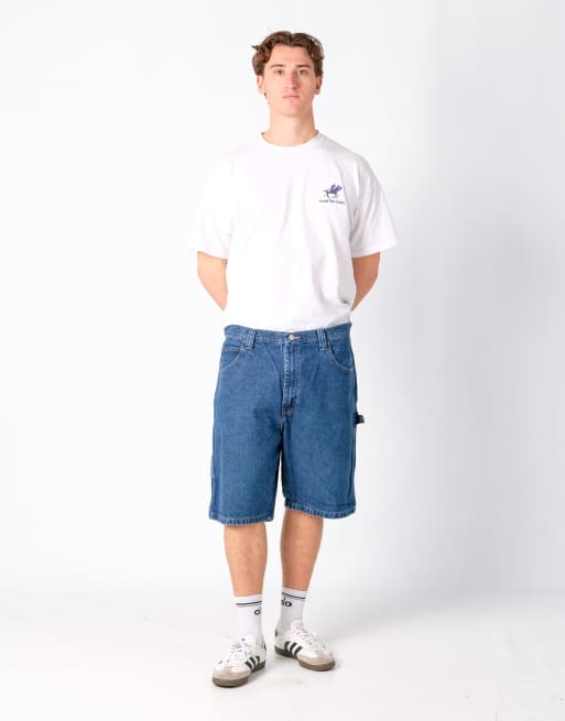 Vintage Wrangler 38x23 Denim Carpenter Baggy Jorts Shorts Blue