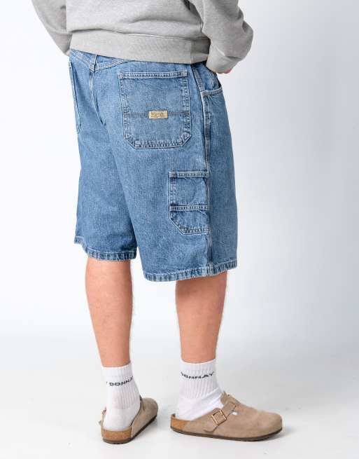 Vintage Wrangler 38x23 Denim Carpenter Baggy Jorts Shorts Blue, 3 of 4