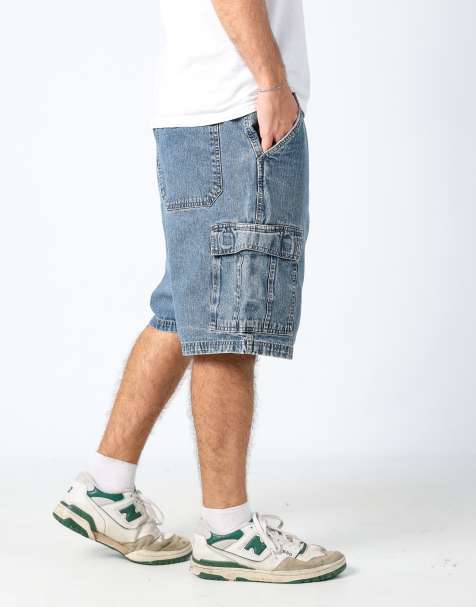 Vintage Wrangler 38x23 denim carpenter baggy jorts shorts in blue - view 1