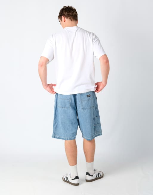 Vintage Wrangler 38x23 Denim Carpenter Baggy Jorts Shorts Light Blue, 2 of 4