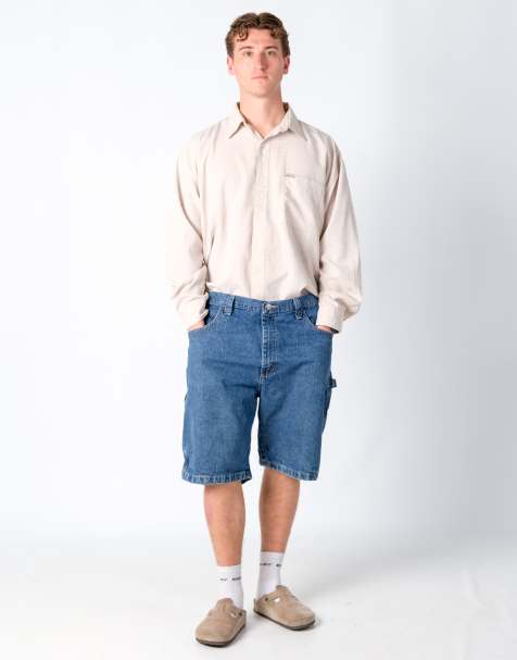 Vintage Wrangler 38x23 Denim Carpenter Baggy Jorts Shorts Light Blue - view 1