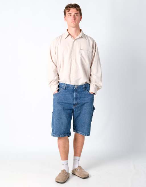 Vintage Wrangler 38x23 Denim Carpenter Baggy Jorts Shorts Light Blue