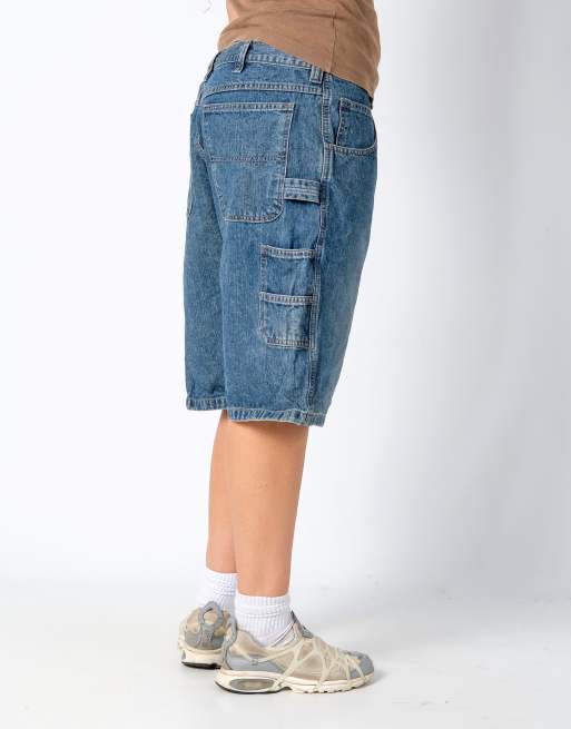 Vintage Wrangler 38x23 Denim Carpenter Baggy Jorts Shorts Light Blue