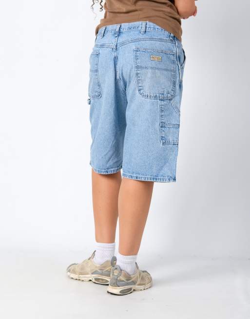 Vintage Wrangler 38x23 Denim Carpenter Baggy Jorts Shorts Light Blue