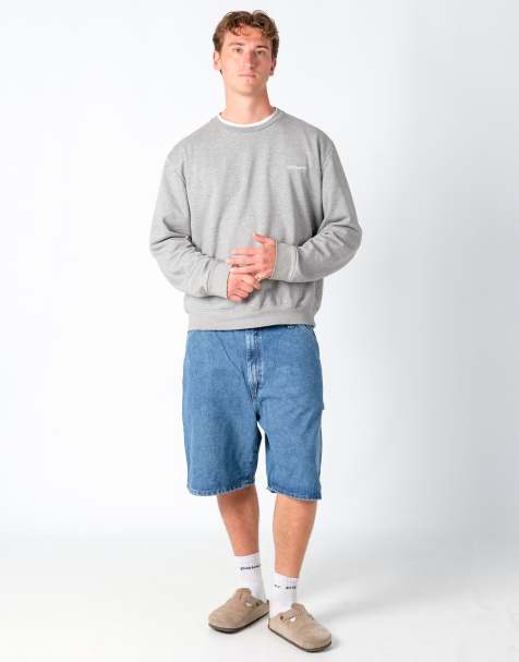 Vintage Wrangler 38x23 Denim Carpenter Baggy Jorts Shorts Light Blue - view 1