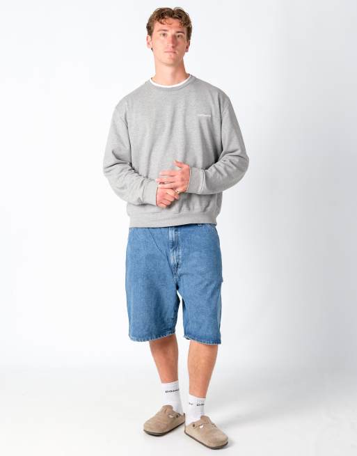 Vintage Wrangler 38x23 Denim Carpenter Baggy Jorts Shorts Light Blue