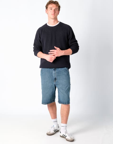 Vintage Wrangler 38x23 Denim Carpenter Baggy Jorts Shorts Navy Blue - view 1