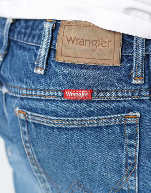 Vintage Wrangler 38x23 denim jorts shorts in blue, 4 of 4