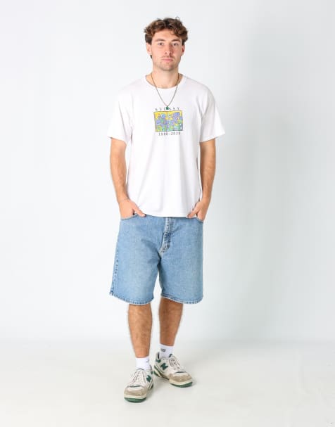 Vintage Wrangler 38x23 denim jorts shorts in light blue - view 1