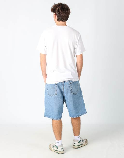 Vintage Wrangler 38x23 denim jorts shorts in light blue, 3 of 4