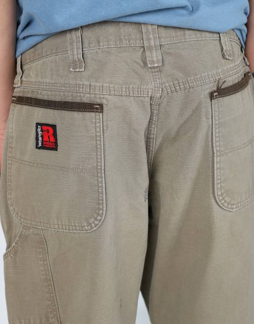 Vintage Wrangler 38x30 canvas carpenter jeans in dark green, 4 of 4