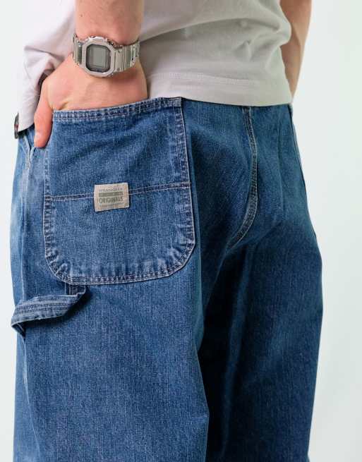 Vintage Wrangler 38x32 Denim Carpenter Baggy Jeans Blue