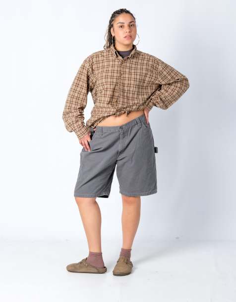 Vintage Wrangler 40x21 Canvas Carpenter Baggy Shorts Charcoal Grey - view 1