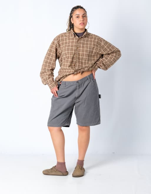 Vintage Wrangler 40x21 Canvas Carpenter Baggy Shorts Charcoal Grey