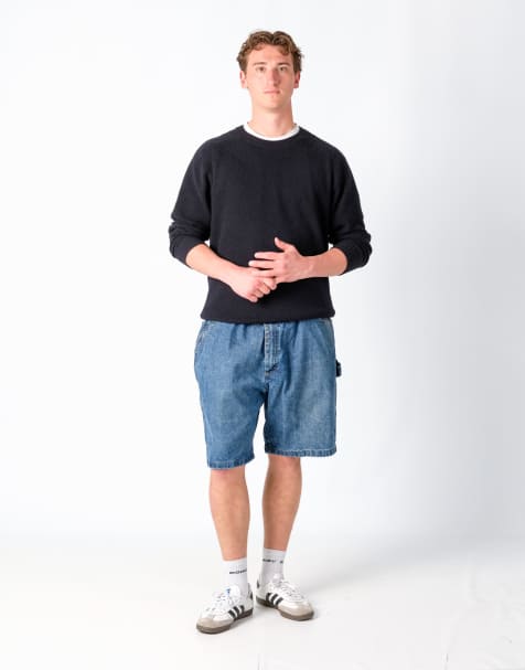 Vintage Wrangler 40x21 Denim Carpenter Baggy Jorts Shorts Blue - view 1
