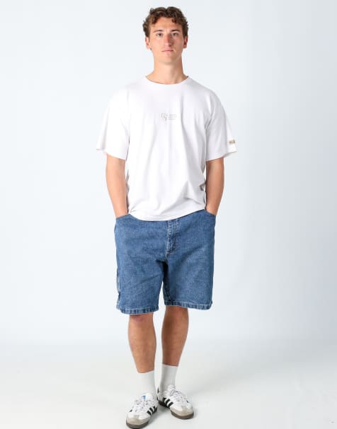 Vintage Wrangler 40x21 denim carpenter baggy jorts shorts blue - view 1