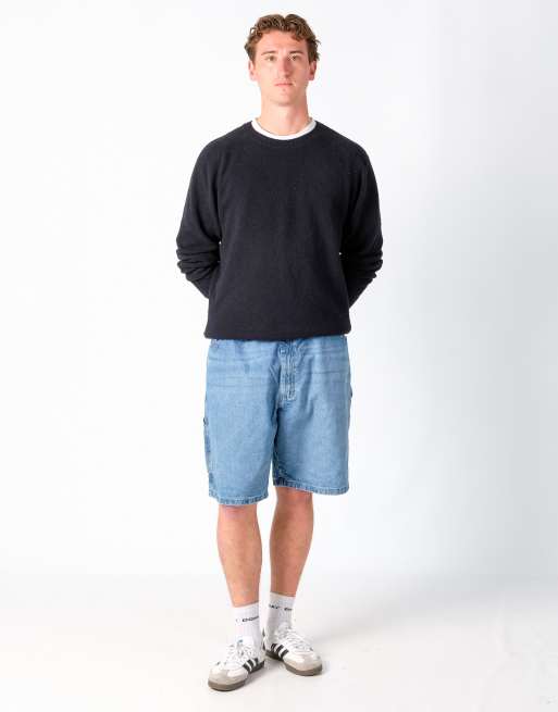 Vintage Wrangler 40x21 Denim Carpenter Baggy Jorts Shorts Light Blue