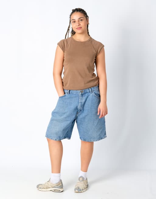 Vintage Wrangler 40x21 Denim Jorts Shorts Light Blue