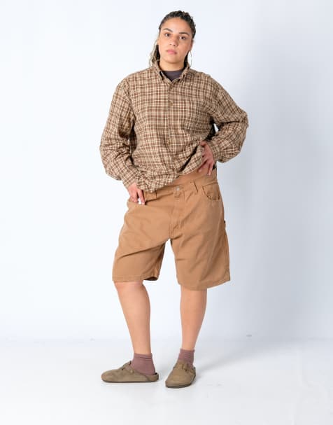 Vintage Wrangler 40x22 Canvas Carpenter Baggy Shorts Tan - view 1