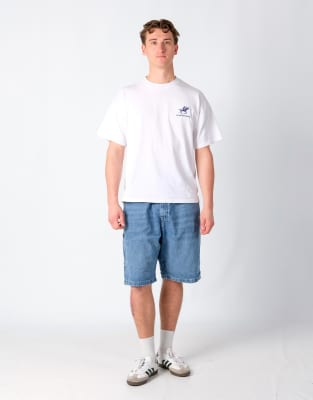 Vintage Wrangler 40x22 Denim Carpenter Baggy Jorts Shorts Light Blue