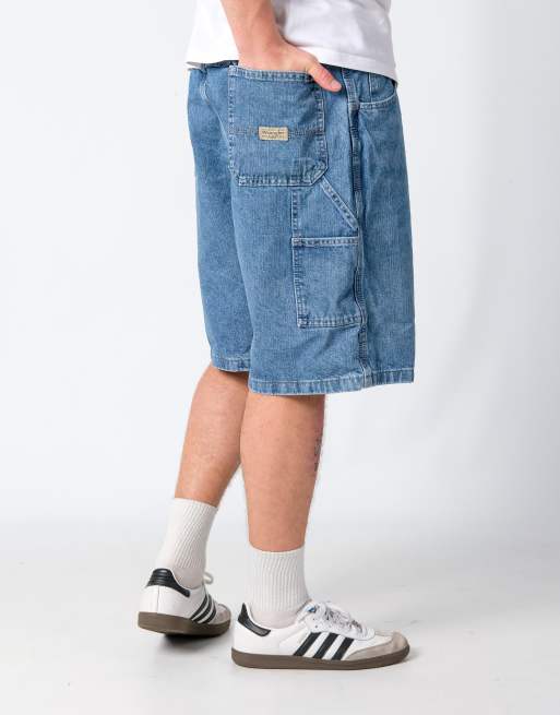 Vintage Wrangler 40x22 Denim Carpenter Baggy Jorts Shorts Light Blue, 3 of 4