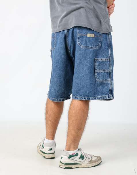Vintage Wrangler 40x23 denim carpenter baggy jorts shorts in blue - view 1