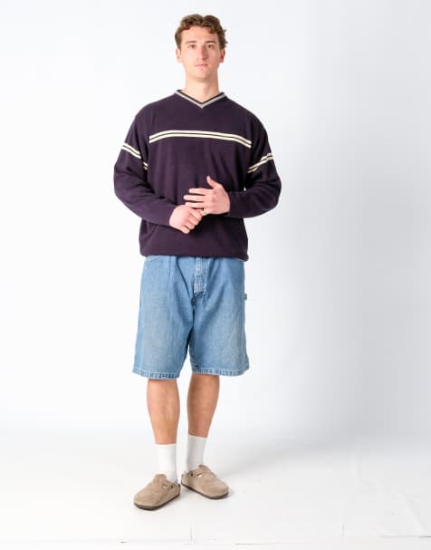 Vintage Wrangler 40x23 Denim Carpenter Baggy Jorts Shorts Light Blue - view 1